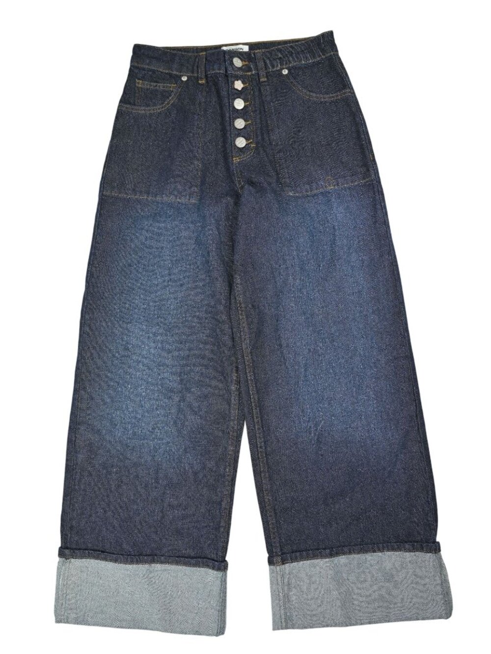Damson Madder Gigi Baggy Wide Turn-Up Jeans in Rinse Slate Wash